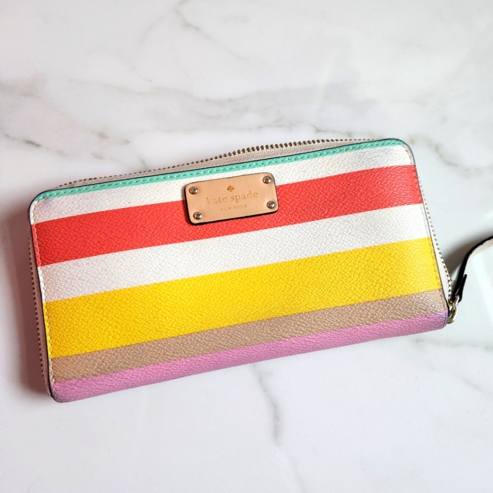 Striped kate spade wallet